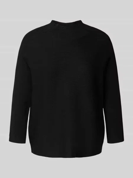 Sweter z dzianiny ze stójką i rękawem o dł. Comma czarny