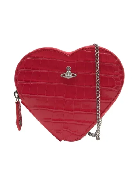 Torebka skórzana Vivienne Westwood skórzana w serca czerwona
