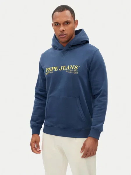 Pepe Jeans bluza DYLAN HOODIE granatowy z kapturem z aplikacją niebieska