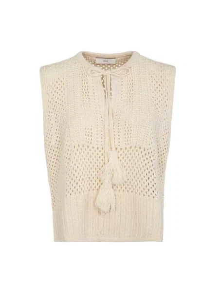 Sweter Akep na ramiączkach beżowy