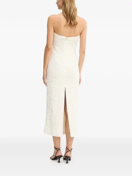 Rochie midi Bardot până la genunchi de costum alb