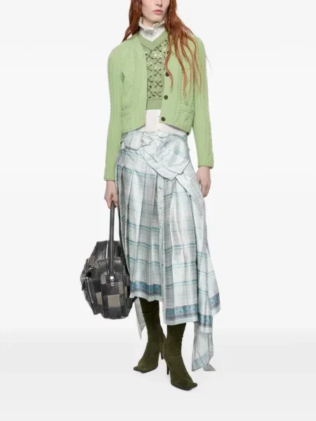 Fustă Acne Studios cu funde de mătase albastru
