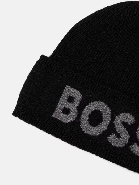 Шерстяная шапка Boss черная