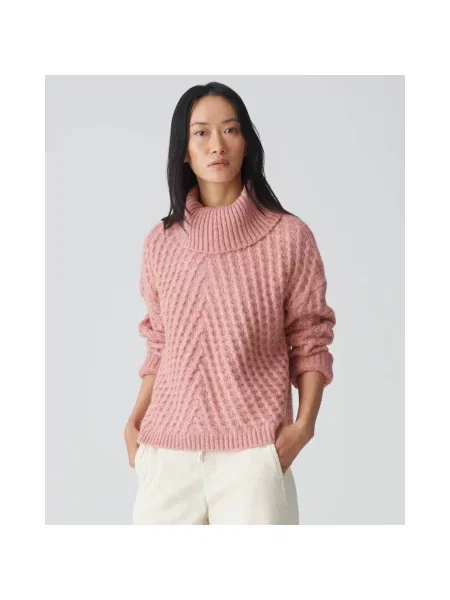 Golf sweter z golfem Opus wełniany różowy