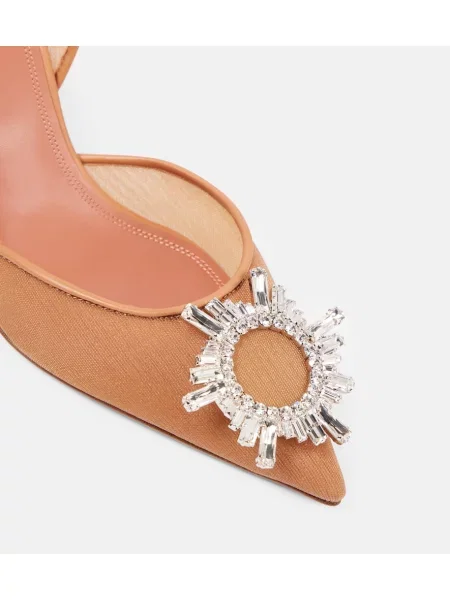 Pantofi cu toc Amina Muaddi plasă slingback bej