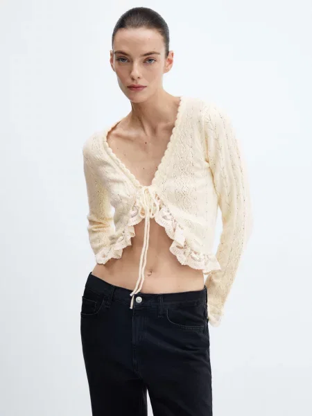 Кардиган MANGO Nus молочний