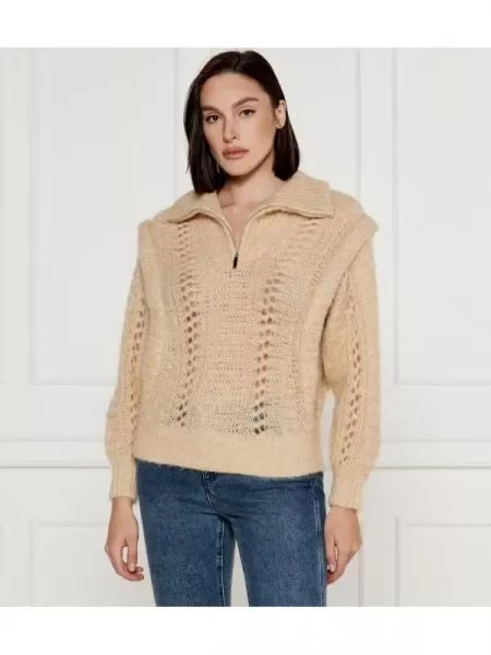 Ba&sh De lână pulover | Oversize fit plasă basic bej