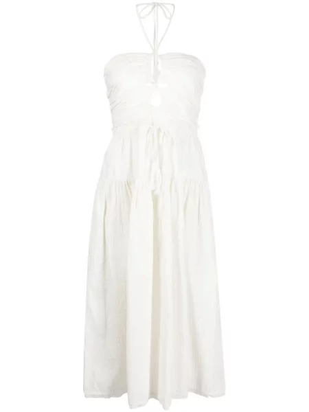 Rochie midi Ulla Johnson până la genunchi cu gât halter de costum alb
