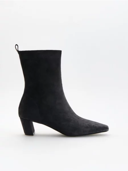 Reserved Botine din piele întoarsă cu gri-închis gri
