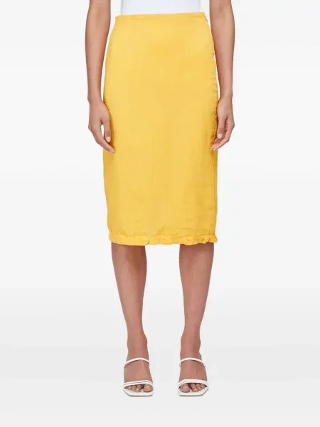 Fustă midi Rejina Pyo până la genunchi galben
