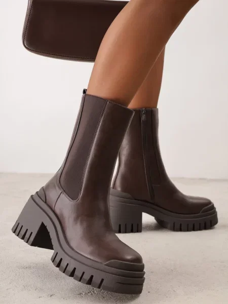 Botine cu talpă joasă tip chelsea VICES pe talpă chunky și gros cu profil Artsaka maro