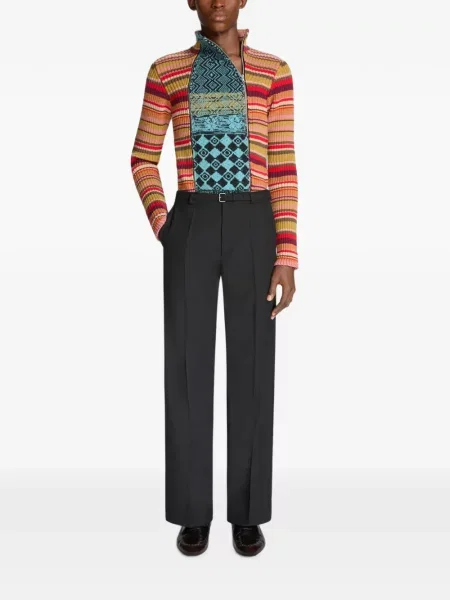 Cu centură pantaloni Dries Van Noten de lână negru