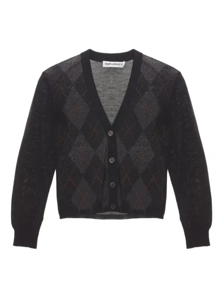 Kardigan Our Legacy z wzorem argyle czarny