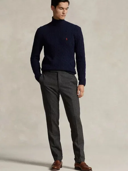 Вовняний светр Polo Ralph Lauren легкий гольф синій
