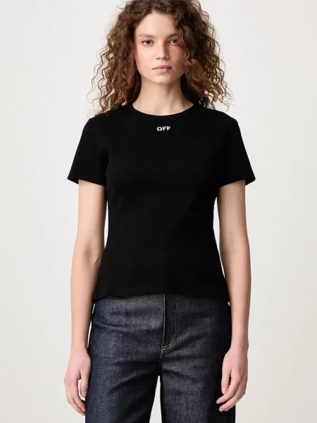 Off-White Off Stamp Rib tricou din cu pentru femei alb