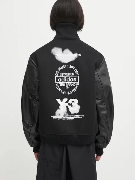 Jachetă bomber din lână Letterman de tranzitie oversize negru