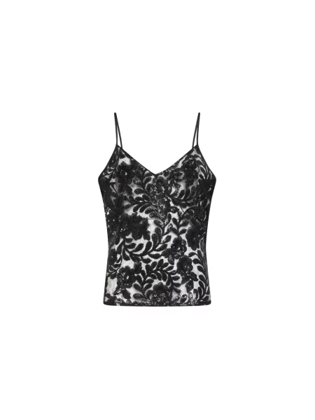 Haftowany top Golden Goose tiulowy czarny