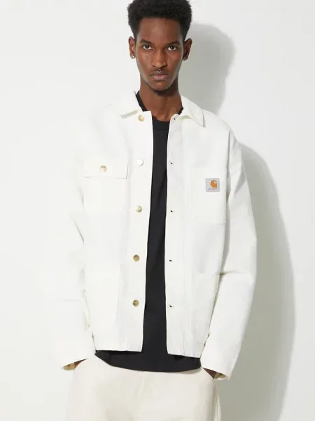 Carhartt WIP geacă din denim Michigan Coat bărbați bej de tranziție oversize