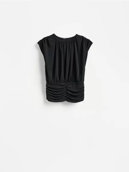 Reserved Bluză cu nod decorativ negru