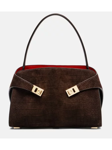Geantă Ferragamo din piele de căprioară maro