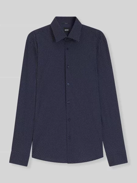 Koszula o kroju slim fit z wzorem na całej powierzchni model Boss niebieska