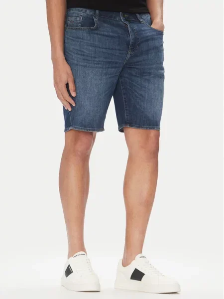 Armani Exchange Džínové šortky Tmavomodrá