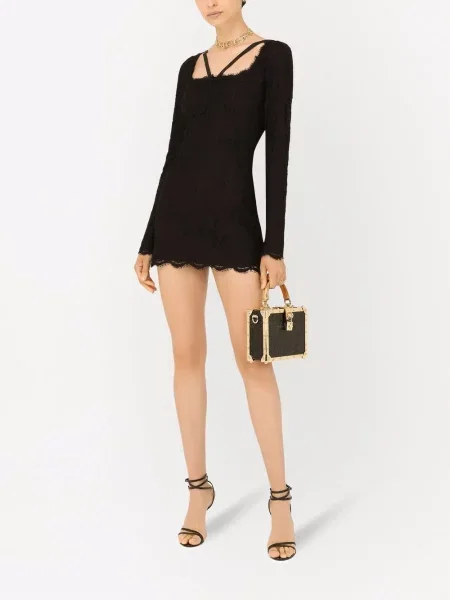 Nėriniuota kostiumas mini mini suknelė Dolce & Gabbana juoda