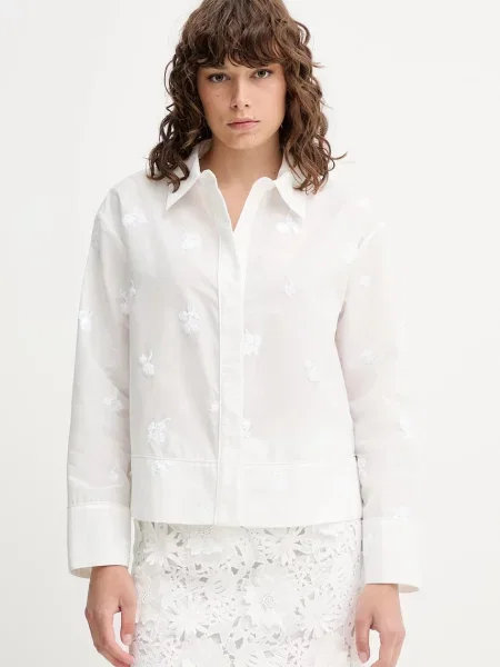 MUNTHE cămașă KASEIA cu guler clasic relaxed alb