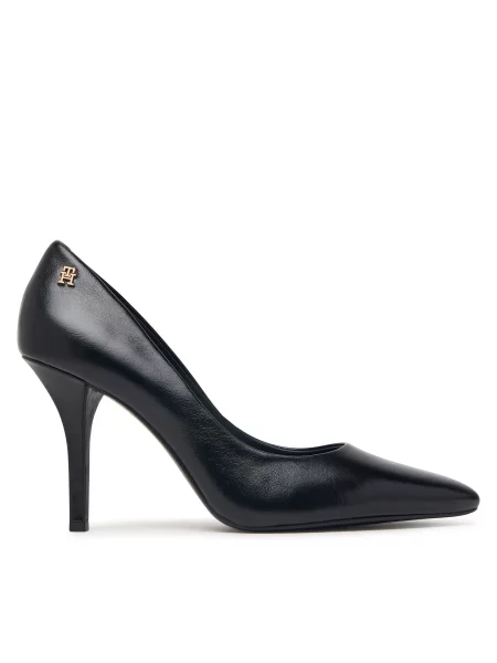 Pantofi cu subțire Tommy Hilfiger High Heel Court Leather Shoe negru