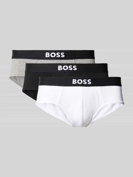 Hugo Bielizna Mężczyzna Wielobarwność L figi z elastycznego bawełnianego logo w talii Hip Briefs Pack of 3 Boss