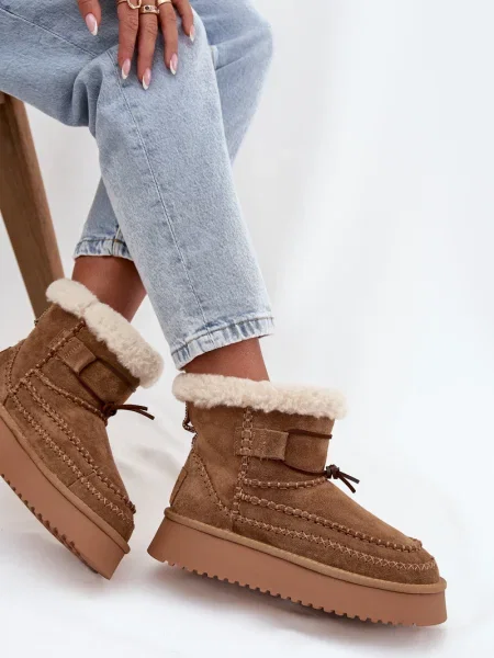 Čizme za snijeg Big Star Shoes od brušene kože smeđa