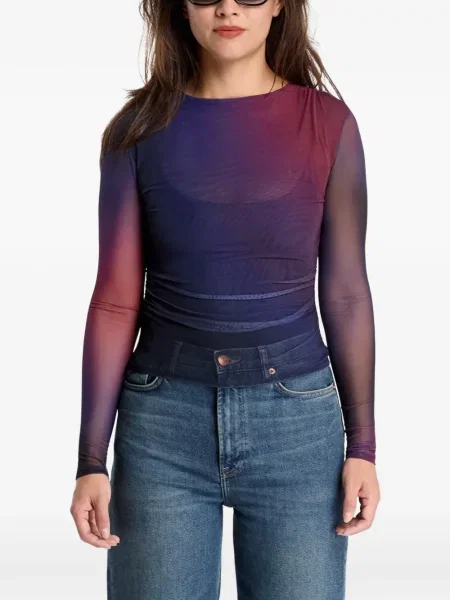 Top Desigual cu gradient plasă albastru