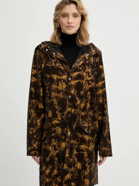Rains geacă Long Jacket W3 de tranziție oversize maro