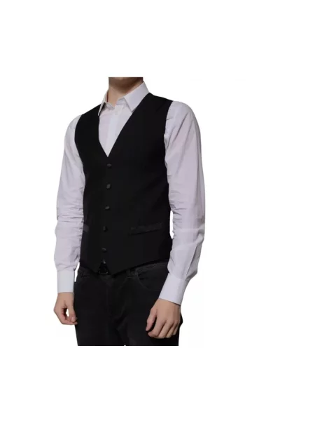 Kamizelka garniturowa Dolce And Gabbana wełniana elegancka czarna