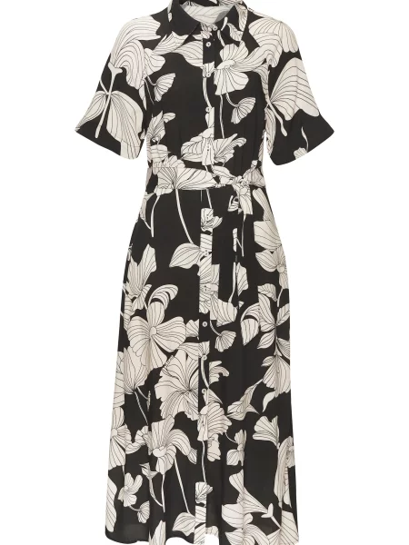 VIVANCE Dolga srajca bež črna