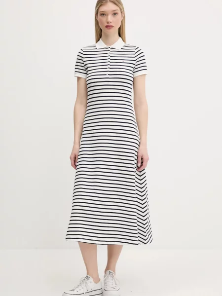 Tommy Jeans rochie midi evazati alb