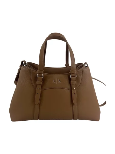 Shopperka Armani Exchange skórzana brązowa