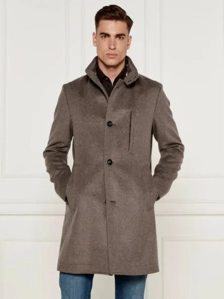 BOSS BLACK De lână palton cu adaos de cașmir negru