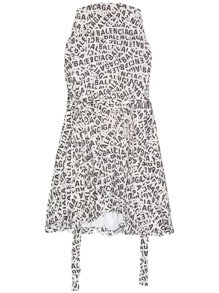Sukienka midi Balenciaga z nadrukiem do kolan garniturowa szara