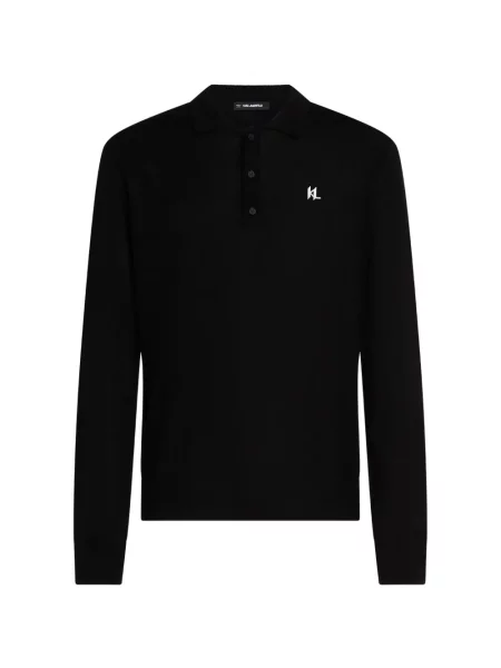 Tricou polo Karl Lagerfeld cu autograf negru