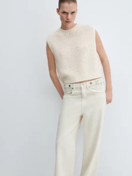 MANGO Somalia Жилет Поліестер/акрил бежевий