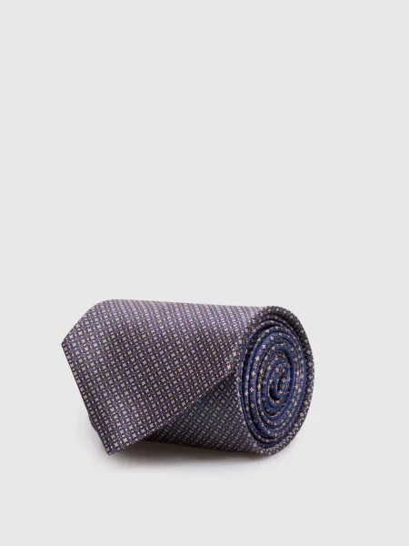Краватка із шовку Geometries Stefano Ricci синя