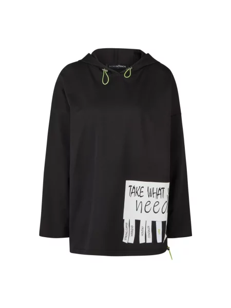 Bluza z kapturem Doris Streich z kapturem z nadrukiem czarna