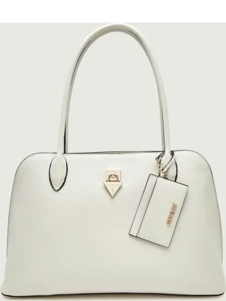 Guess Geantă shopper + borsetă PATSIE alb