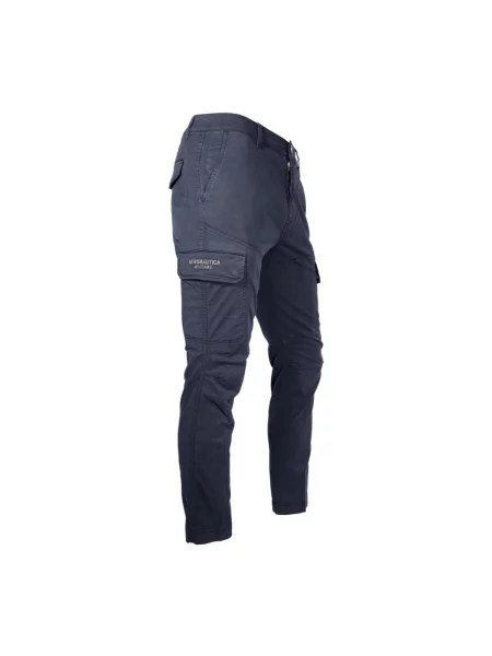 Spodnie cargo Aeronautica Militare z twillu niebieskie