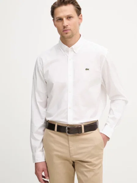 Lacoste cămașă pentru bărbați din alb