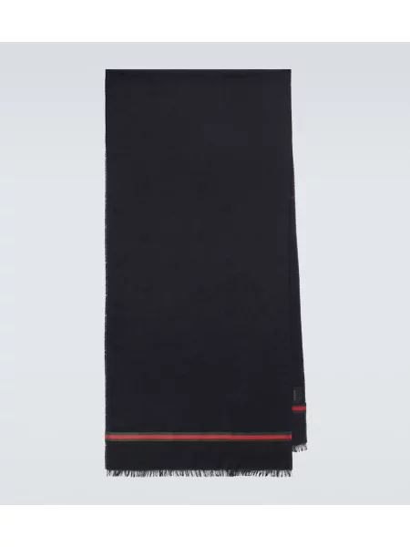 Fular Gucci de lână cu dungi albastru
