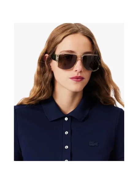 Koszulka polo o kroju regular fit z mieszanki bawełny Lacoste niebieska