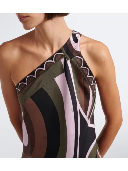 Rochie midi Pucci de mătase cu un umăr gol