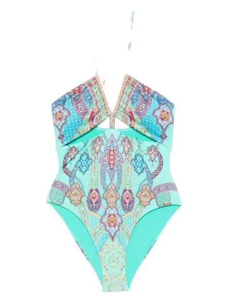 Costum de baie Camilla cu gât halter albastru